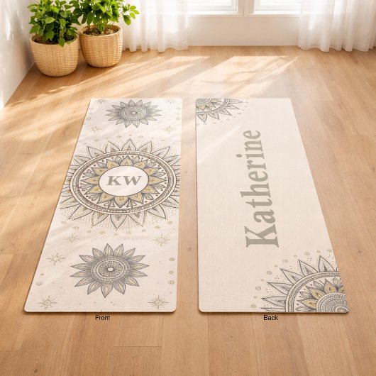 Gray Gold Mandala Pattern Yogamatte