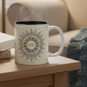Gray Gold Mandala Pattern Zweifarbige Tasse