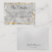 Gray Gold Marble Agate & Elegantes Modern Script Begleitkarte (Vorne/Hinten)