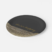 Gray & Gold Moderne Glam Sequins Chic Elegante Pla Pappteller (Schrägansicht)