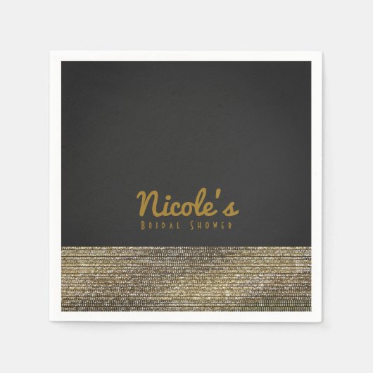 Gray & Gold Moderne Glam Sequins Chic Elegantes Pa Serviette (Vorderseite)