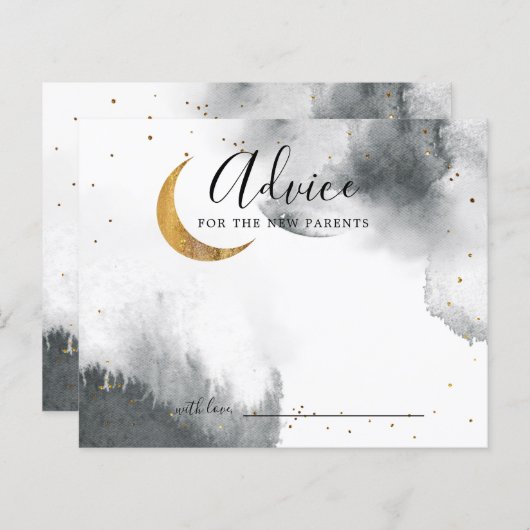 Gray Gold Moon Stars Baby Shower Addon Card (Vorne/Hinten)