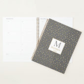 Gray Gold Raindrop Modern Trendy Monogram Planer (Anzeige)