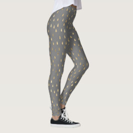 Gray Gold Raindrop Modernes Trendy Yoga Leggings