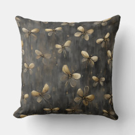 Gray Gold Rustic Firefly Print Kissen