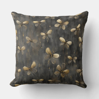 Gray Gold Rustic Firefly Print Kissen