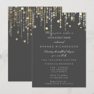 Gray Gold Tropfen Birthday Brautparty Einladung