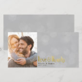 Gray Gold Wedding Foto Liebe & Vielen Dank Dankeskarte (Vorne/Hinten)