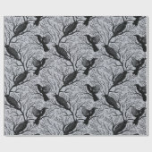 Gray Gothic Winter Berry Ravens Weihnachten Geschenkpapier (Flach)