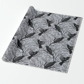 Gray Gothic Winter Berry Ravens Weihnachten Geschenkpapier (Ungerollt)