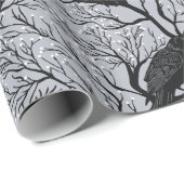 Gray Gothic Winter Berry Ravens Weihnachten Geschenkpapier (Rolleneckpunkt)