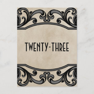 Gray Gothic Wirbel Tischnummer Postkarte