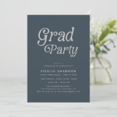 Gray Grad Party Retro Abschluss Einladung (Stehend Vorderseite)