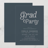 Gray Grad Party Retro Abschluss Einladung (Vorne/Hinten)