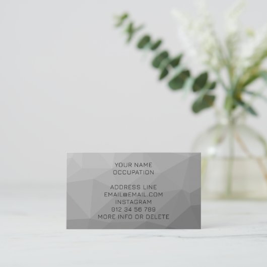 Gray Gradient Geometric Mesh Pattern Elegant Visitenkarte (Stehend Vorderseite)