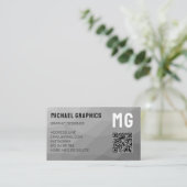 Gray Gradient Geometric Mesh Pattern Elegant Visitenkarte (Stehend Vorderseite)