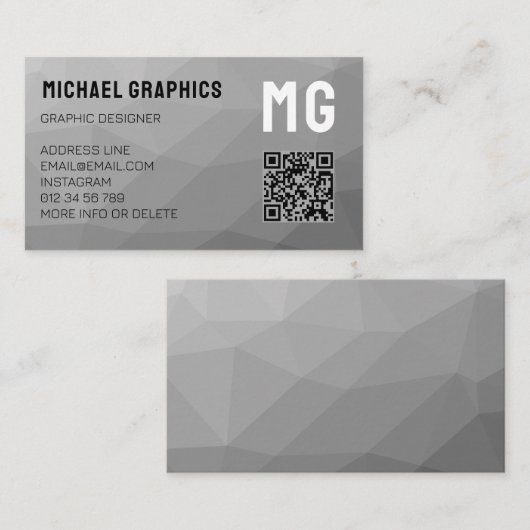 Gray Gradient Geometric Mesh Pattern Elegant Visitenkarte (Vorne/Hinten)