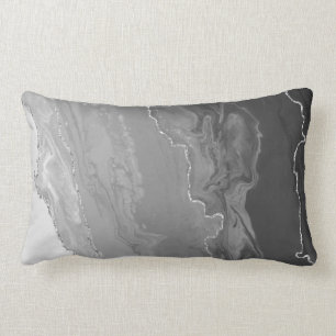 Gray Gradient Ombre Farbe Silber Metallische Linie Lendenkissen