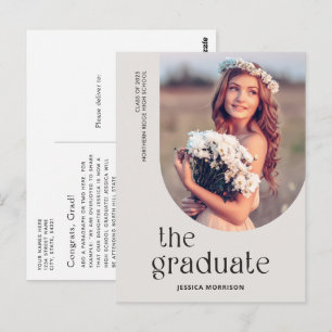 Gray Graduate Simple Type Foto Abschluss Postkarte