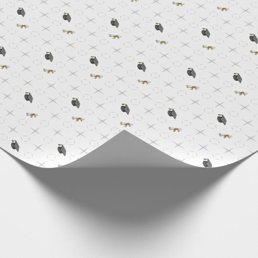 Gray Graduation Caps und Diploma Pattern Geschenkpapier (Ecke)