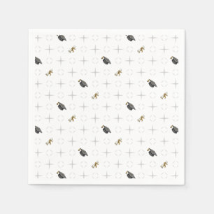 Gray Graduation Caps und Diploma Pattern Serviette