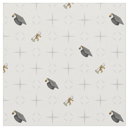 Gray Graduation Caps und Diploma Pattern Stoff (Nahaufnahme)