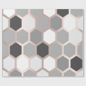 Gray Grafit Rose Gold Geometry Honey Bee Hexagon Geschenkpapier (Flach)