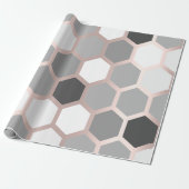 Gray Grafit Rose Gold Geometry Honey Bee Hexagon Geschenkpapier (Ungerollt)