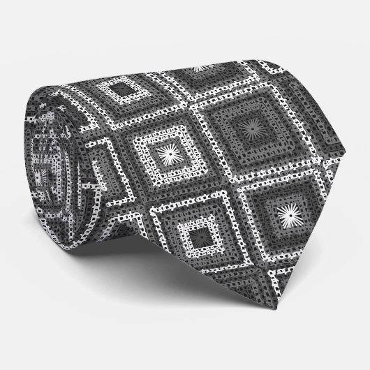 Gray Granny Square Pattern Krawatte (Gerollt)