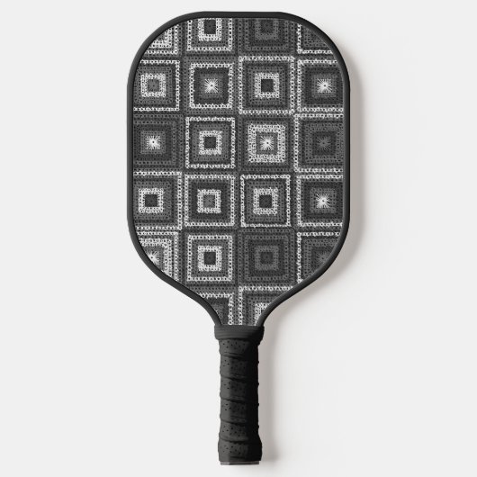 Gray Granny Square Pattern Pickleball Schläger (Vorderseite)
