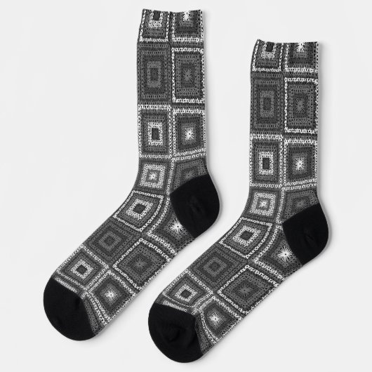 Gray Granny Square Pattern Socken (Linkes Detail)