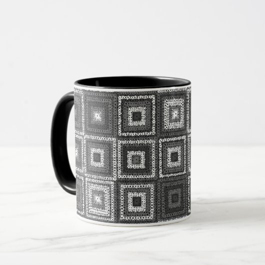 Gray Granny Squares Pattern Tasse (Vorderseite Links)