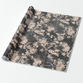 Gray-Graue, florale Grungy-Shabby Chic Geschenkpapier (Ungerollt)