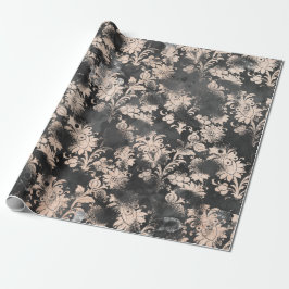 Gray-Graue, florale Grungy-Shabby Chic Geschenkpapier