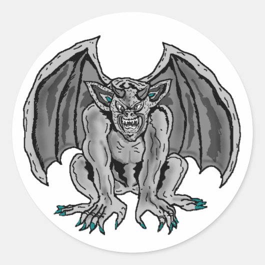 Gray/Gray Gargoyle Runder Aufkleber (Vorderseite)