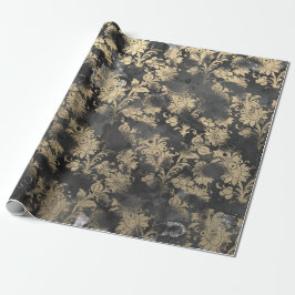 Gray Gray Sepia Black Floral Grungy Hütte Geschenkpapier