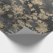 Gray Gray Sepia Black Floral Grungy Hütte Geschenkpapier (Ecke)