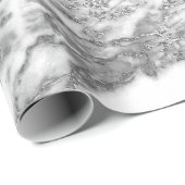Gray Gray Silver White Marble Shiny Glam Geschenkpapier (Rolleneckpunkt)