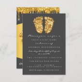 Gray Gray Tropfens Gold Royal Baby Shower Fee Boy Einladung (Vorne/Hinten)