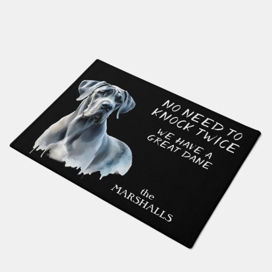 Gray Great Dane Dog Portrait Keine Notwendigkeit z Fußmatte (Schrägansicht)