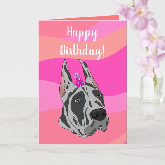 Gray Great Dane Geburtstag Karte (Orchidee)
