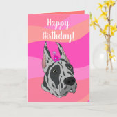 Gray Great Dane Geburtstag Karte (Gelbe Blume)
