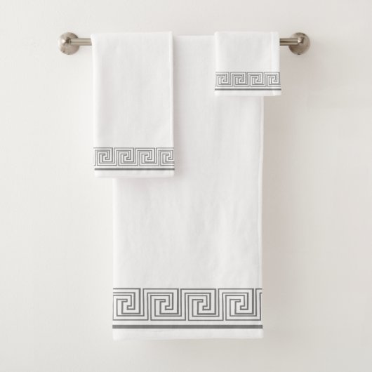 Gray Grecian Frieze Design Badhandtuch Set (Insitu)