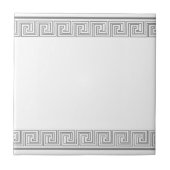 Gray Grecian Frieze Pattern Fliese (Vorderseite)