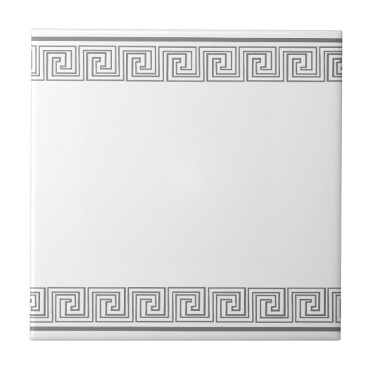 Gray Grecian Frieze Pattern Fliese (Vorderseite)