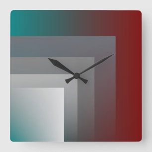 gray green burgundy clock quadratische wanduhr