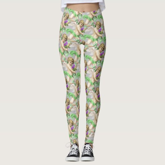 Gray Green Cherubs Leggings (Vorderseite)