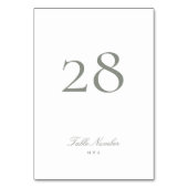Gray Green Classic Elegant Calligraphy Wedding Tischnummer (Vorderseite)