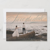 Gray Green Classic Elegant QR Code Foto Wedding Save The Date (Vorderseite)