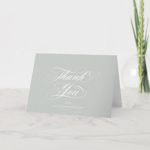 Gray Green Elegant Script Blank Wedding Dankeskarte